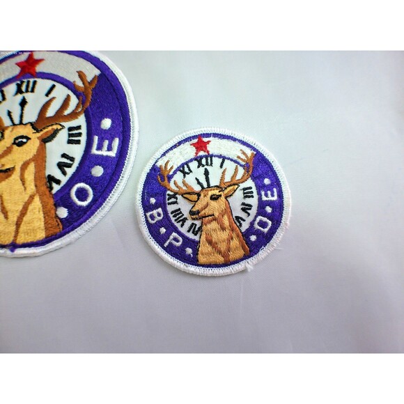 2 VTG BPOE Benevolent Order Of Elks Lodge Embroidered Jacket Vest Patch 5" & 3" - Picture 3 of 5